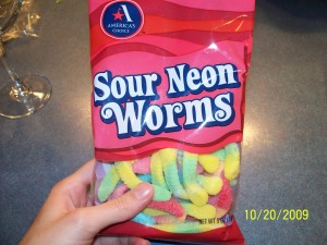 I chose Sour Neon - but take your pic.  I'd even suggest those gummies that look like body parts. 